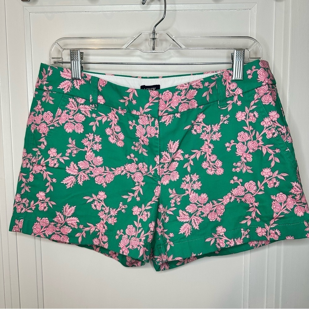 J. Crew Green and Pink Floral Women Shorts